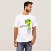 Frosch auf Cricket mit Cricket-Fledermaus T-Shirt (Vorne ganz)
