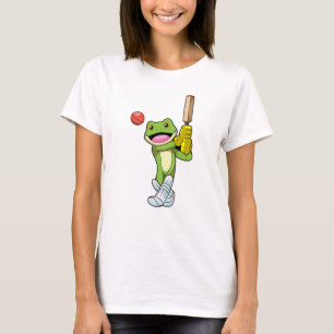 Frosch auf Cricket mit Cricket-Fledermaus T-Shirt