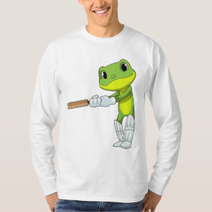 Frosch auf Cricket mit Cricket-Fledermaus T-Shirt