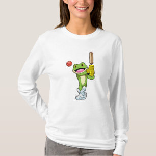Frosch auf Cricket mit Cricket-Fledermaus T-Shirt