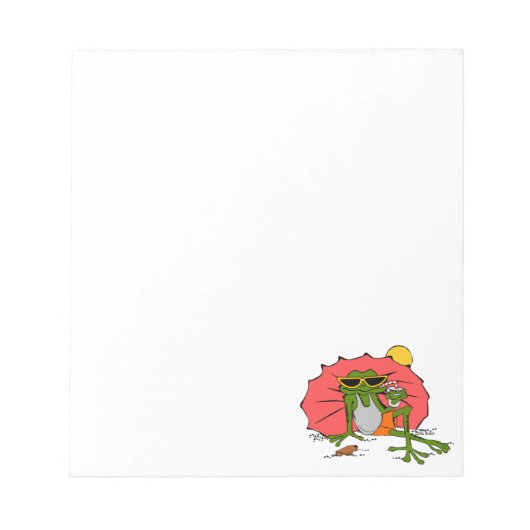 Frosch auf dem Beach Cartoon Notepad Notizblock (Vorderseite)