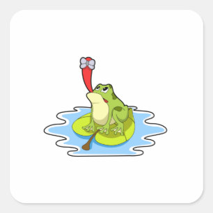 Frosch auf dem Leaf mit Insekt Quadratischer Aufkleber