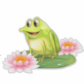 Frosch auf dem Lili Pad Sticker (Vorderseite)