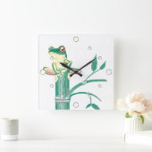 Frosch auf der Bambus-Wall-Uhr Quadratische Wanduhr (Zuhause)