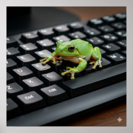 Frosch auf einem Computer-Tastatur Poster