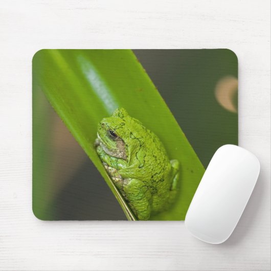 Frosch auf einem grünen Blatt Mousepad (Mit Mouse)