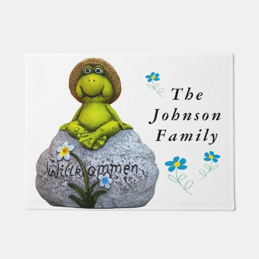 Frosch auf einem Holzklotz Fußmatte (Vorderseite)