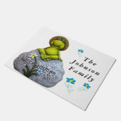 Frosch auf einem Holzklotz Fußmatte (Schrägansicht)