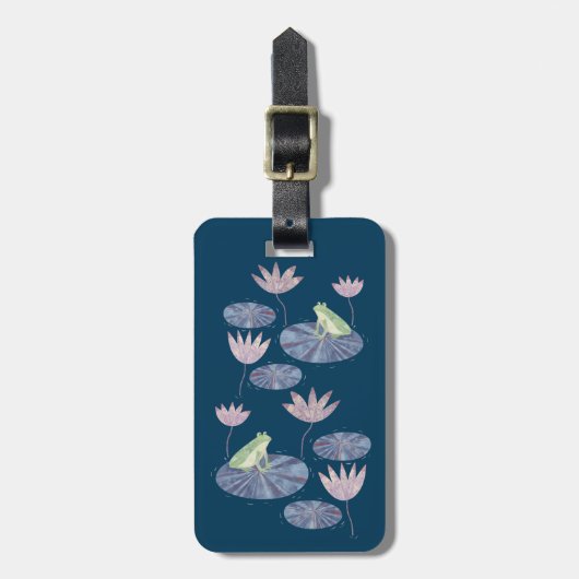 Frosch auf einem Lilienteich Personalisiert Gepäckanhänger (Vorderseite vertikal)