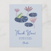 Frosch auf einem Lily Pad Party Vielen Dank Postkarte (Vorderseite)