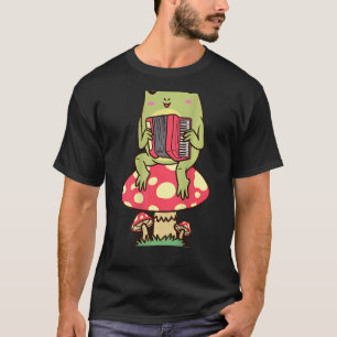 Frosch auf einem Mushroom Accordion Player Accordi T-Shirt