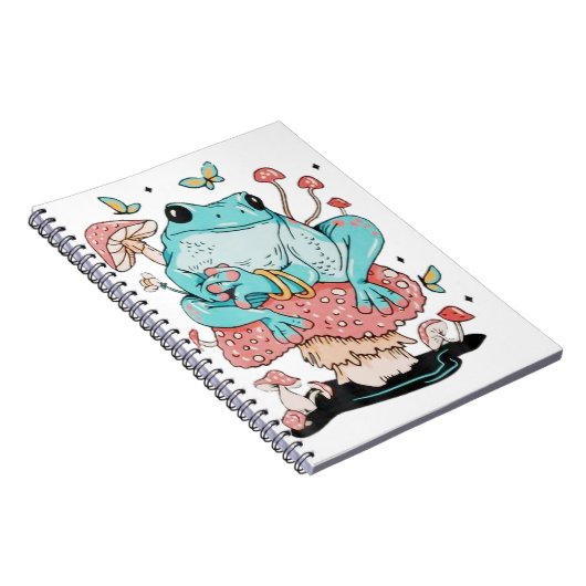 Frosch auf einem Pilz, Niedlicher Frosch Notizblock (Rechte Seite)