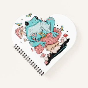 Frosch auf einem Pilz, Niedliches Frosch-Notebook Notizblock