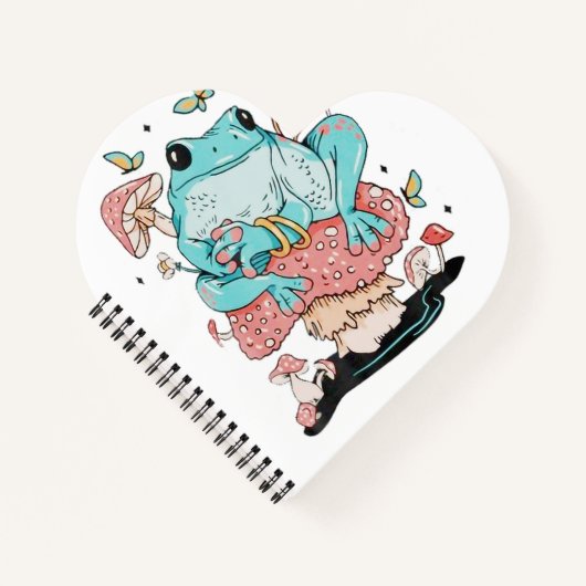Frosch auf einem Pilz, Niedliches Frosch-Notebook Notizblock (Vorderseite)