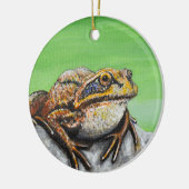 Frosch auf einem Rockgemälde Keramik Ornament (Links)