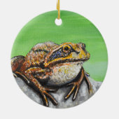 Frosch auf einem Rockgemälde Keramik Ornament (Hinten)
