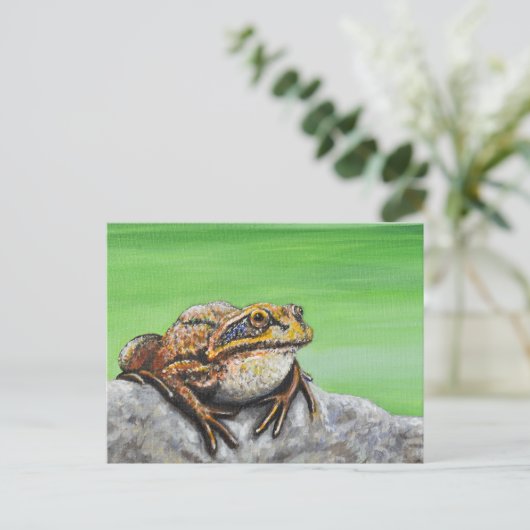 Frosch auf einem Rockgemälde Postkarte (Stehend Vorderseite)