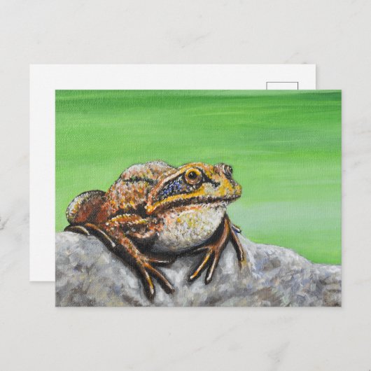 Frosch auf einem Rockgemälde Postkarte (Vorne/Hinten)