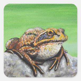 Frosch auf einem Rockgemälde Quadratischer Aufkleber