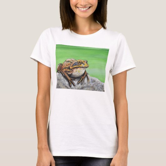 Frosch auf einem Rockgemälde T-Shirt (Vorderseite)