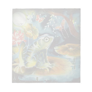 Frosch auf einem Seerosenblatt im Mondlicht Kunstm Notizblock