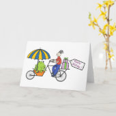 Frosch auf einer Fahrradgeburtstagskarte Karte (Gelbe Blume)