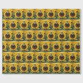 Frosch auf einer gelben Sonnenblume Geschenkpapier (Flach)