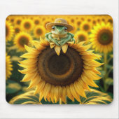 Frosch auf einer gelben Sonnenblume Mousepad (Vorne)