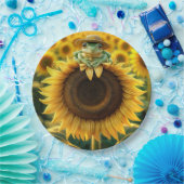 Frosch auf einer gelben Sonnenblume Pappteller (Party)