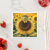 Frosch auf einer gelben Sonnenblume Serviette (Beispiel)