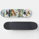 Frosch auf einer Lilienwand mit Schmetterlingen Skateboard (Horizontal)