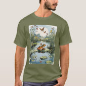 Frosch auf einer Lilienwand mit Schmetterlingen T-Shirt (Vorderseite)