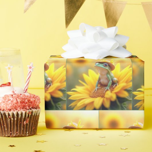 Frosch auf einer Sonnenblume Geschenkpapier (Geburtstagsparty)