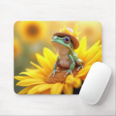 Frosch auf einer Sonnenblume Mousepad (Mit Mouse)