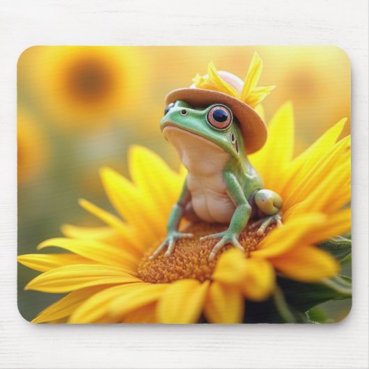 Frosch auf einer Sonnenblume Mousepad (Vorne)