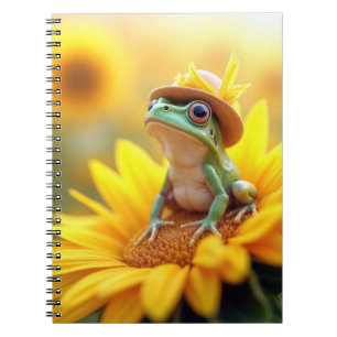 Frosch auf einer Sonnenblume Notizblock