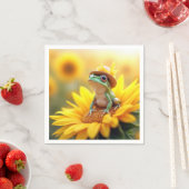 Frosch auf einer Sonnenblume Serviette (Beispiel)