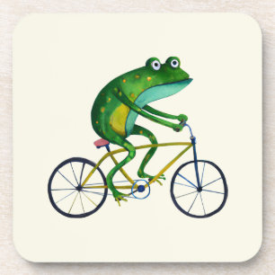 Frosch auf Fahrrad Getränkeuntersetzer