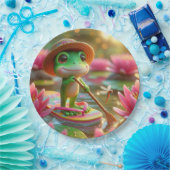 Frosch auf Gedreht Flop in einem Teich Pappteller (Party)