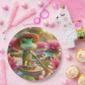 Frosch auf Gedreht Flop in einem Teich Pappteller (Party)