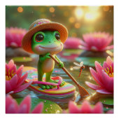 Frosch auf Gedreht Flop in einem Teich Poster (Vorderseite)