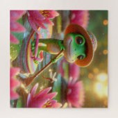 Frosch auf Gedreht Flop in einem Teich Puzzle (Horizontal)