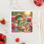 Frosch auf Gedreht Flop in einem Teich Serviette (Beispiel)