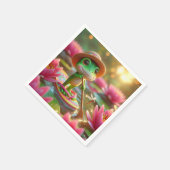 Frosch auf Gedreht Flop in einem Teich Serviette (Ecke)