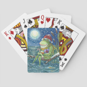 FROSCH AUF HOLZKLOTZ, WEIHNACHTS-POKERKARTENSPIEL SPIELKARTEN