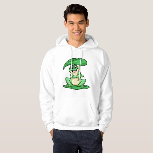 Frosch auf Leaf mit Schirm Hoodie (Vorne ganz)
