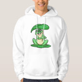 Frosch auf Leaf mit Schirm Hoodie (Vorderseite)