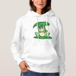 Frosch auf Leaf mit Schirm Hoodie