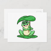 Frosch auf Leaf mit Schirm Postkarte (Vorne/Hinten)