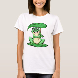 Frosch auf Leaf mit Schirm T-Shirt